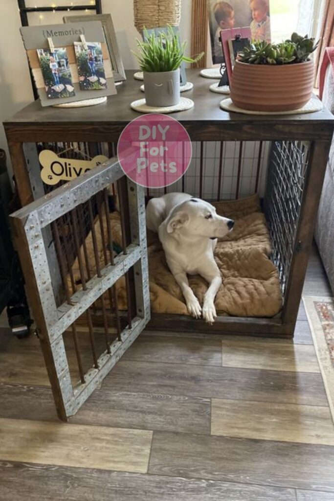 DIY Dog Crate with Cushion Bed