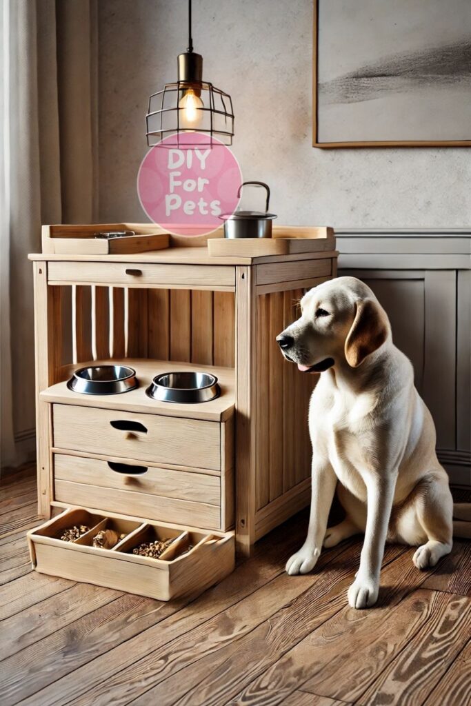 Diy Dog Crate with Built-In Feeding Station