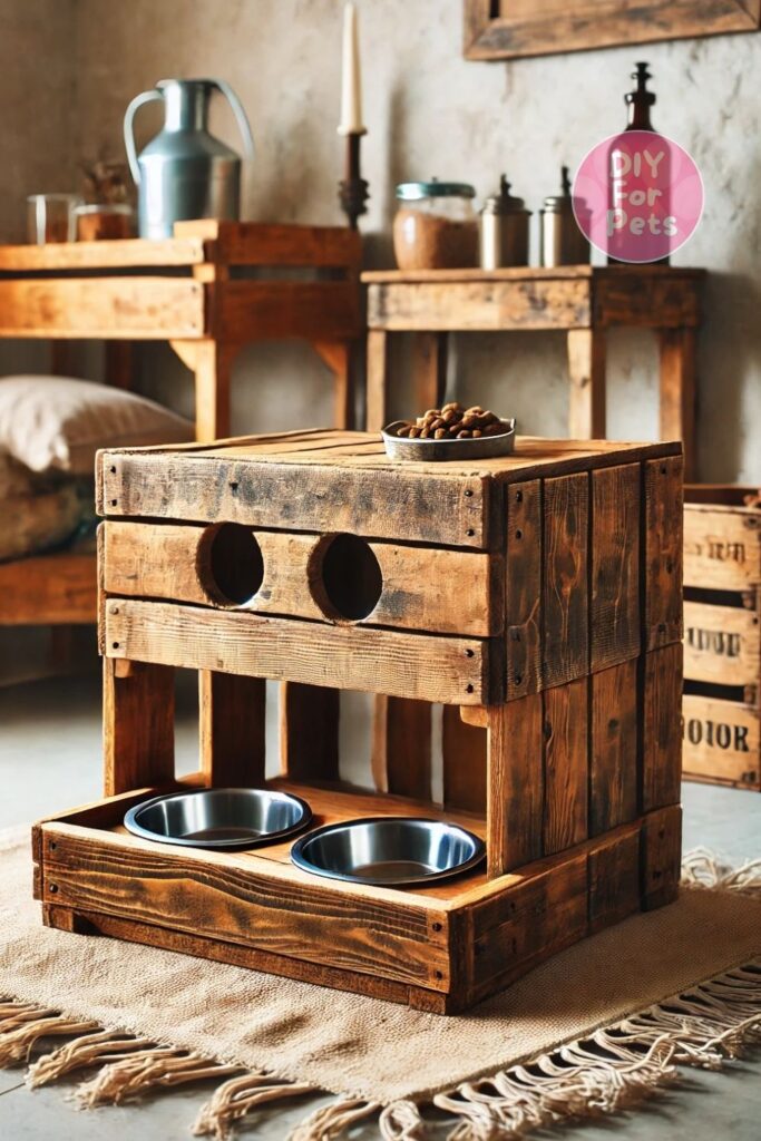 Diy Rustic Crate Feeder for Dogs