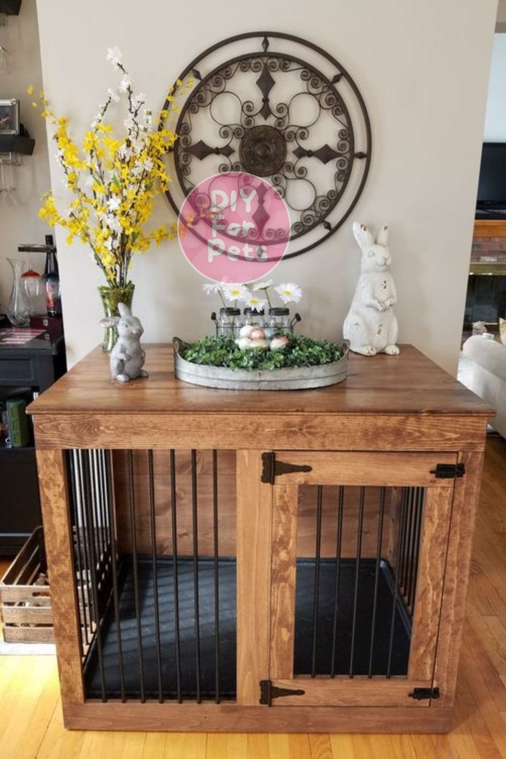 View of 15 DIY Dog Crate Ideas On A Budget (Easy To Build) - DIY For Pets