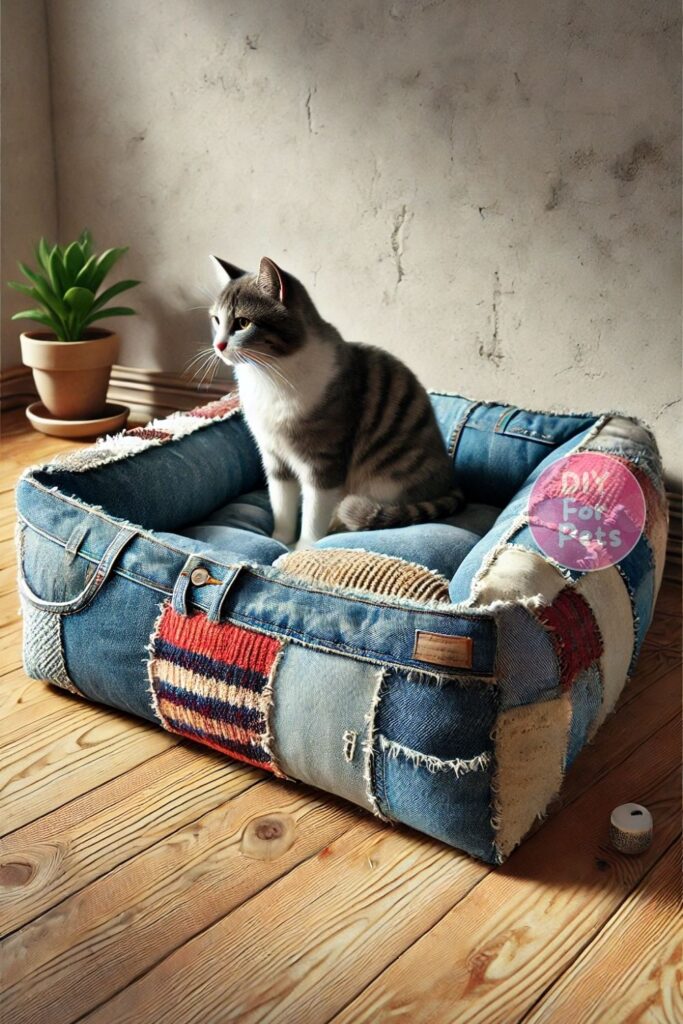 Diy Upcycled Sweater and Jeans Bed