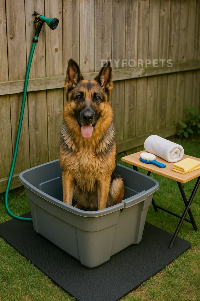 Outdoor Wash Station with Hose Attachment for dogs