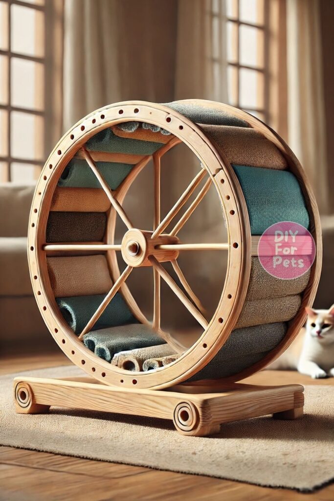 Diy Yoga Mat Lined cat Wheel with Wooden Frame