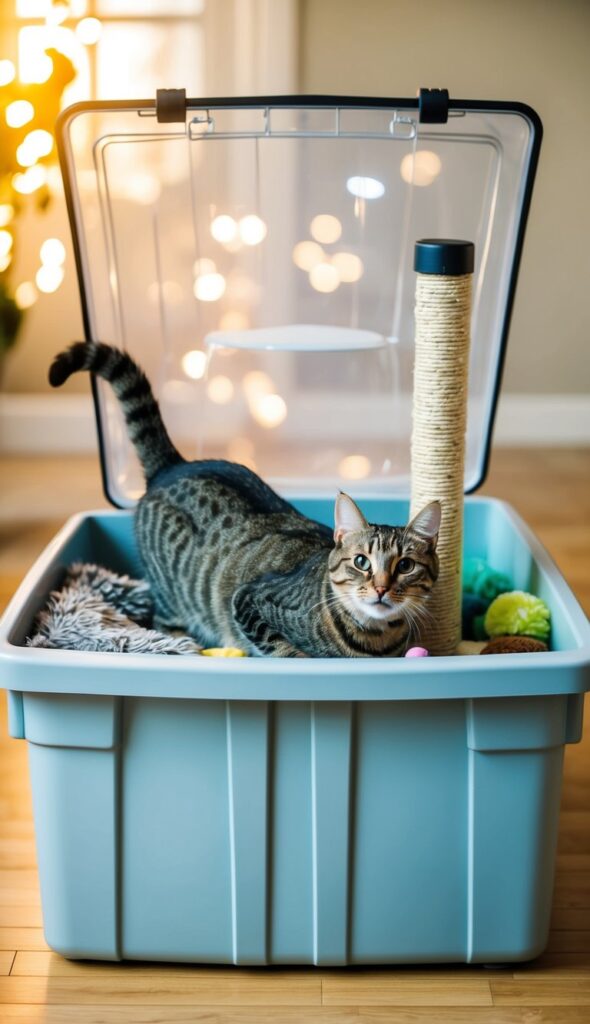 DIY Plastic Bin Cat Cage
