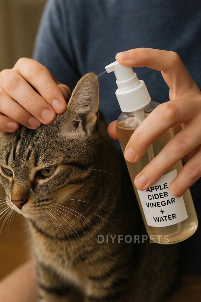 DIY Cat Ear Cleaner using Apple Cider Vinegar and Water Solution