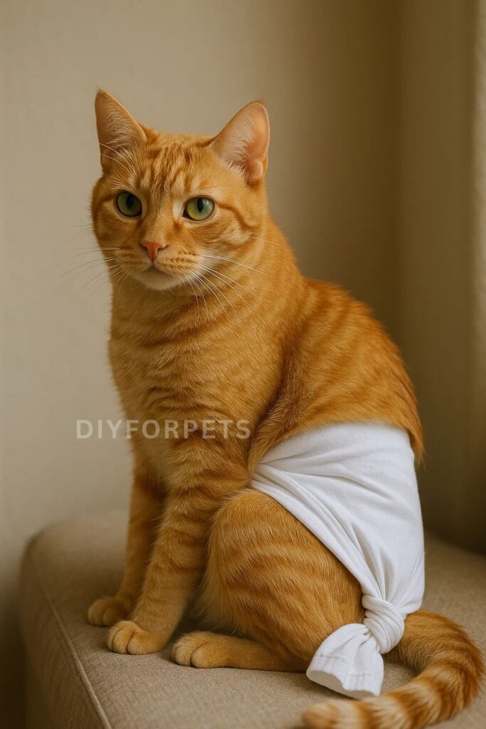 Old T-Shirt Diaper for cats