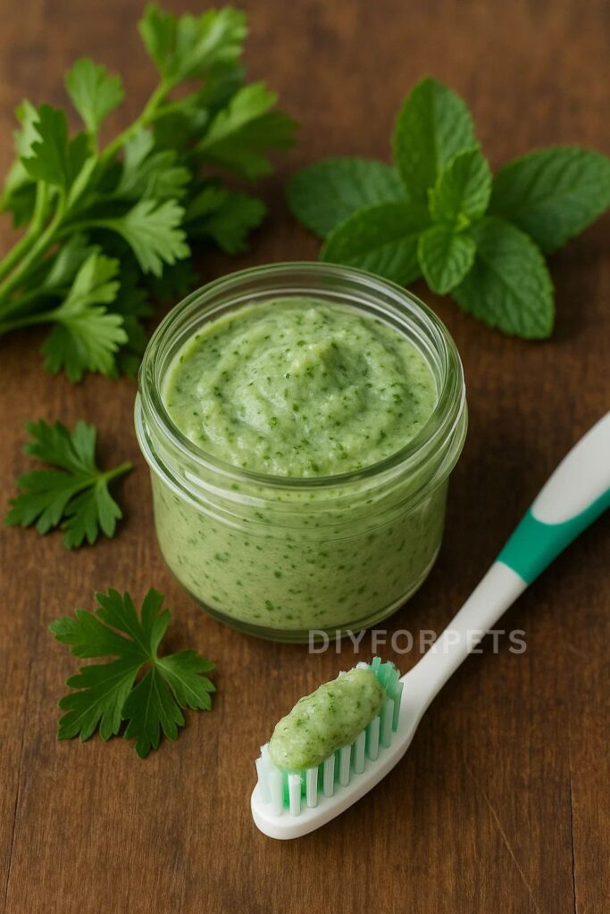 Mint & Parsley Fresh Breath DIy Toothpaste