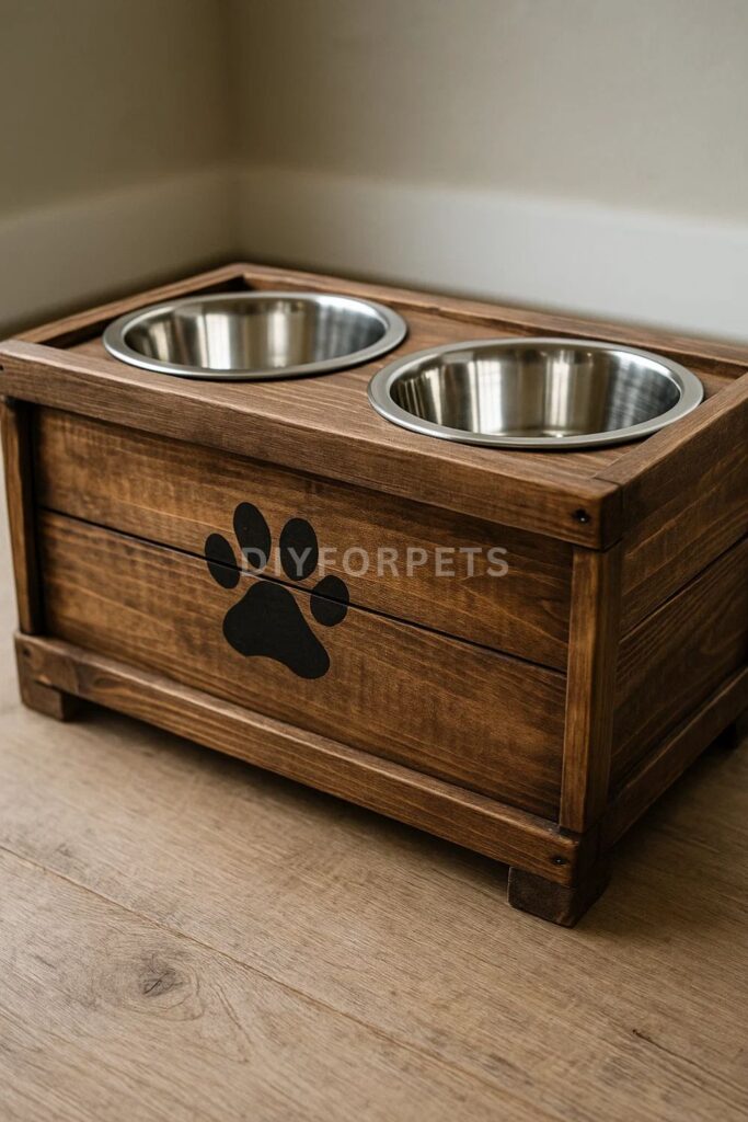 Rustic Wooden Crate Bowl Stand