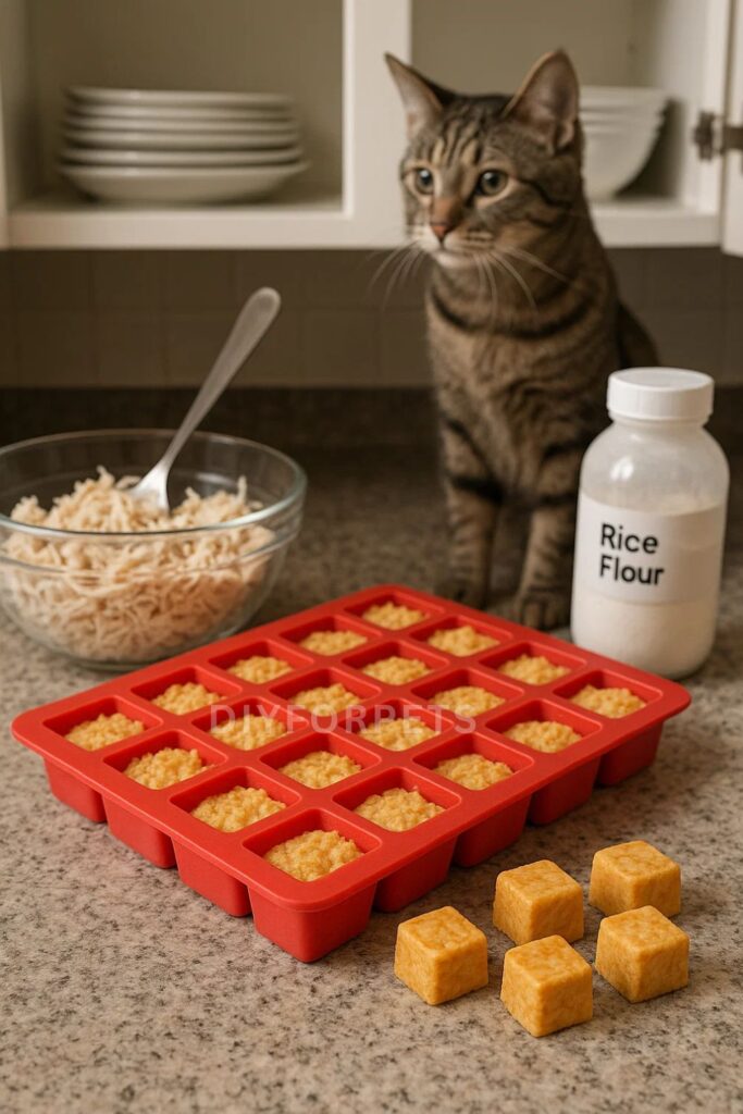 Cheesy Chicken Cubes for cat treats