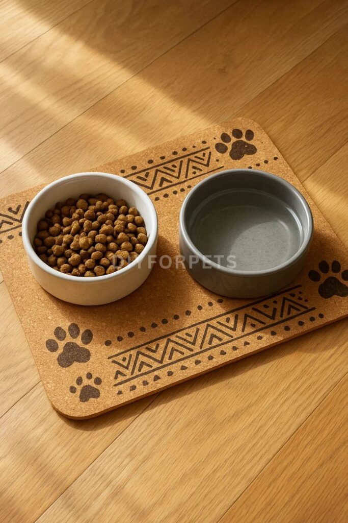 Cork cat feeding mat
