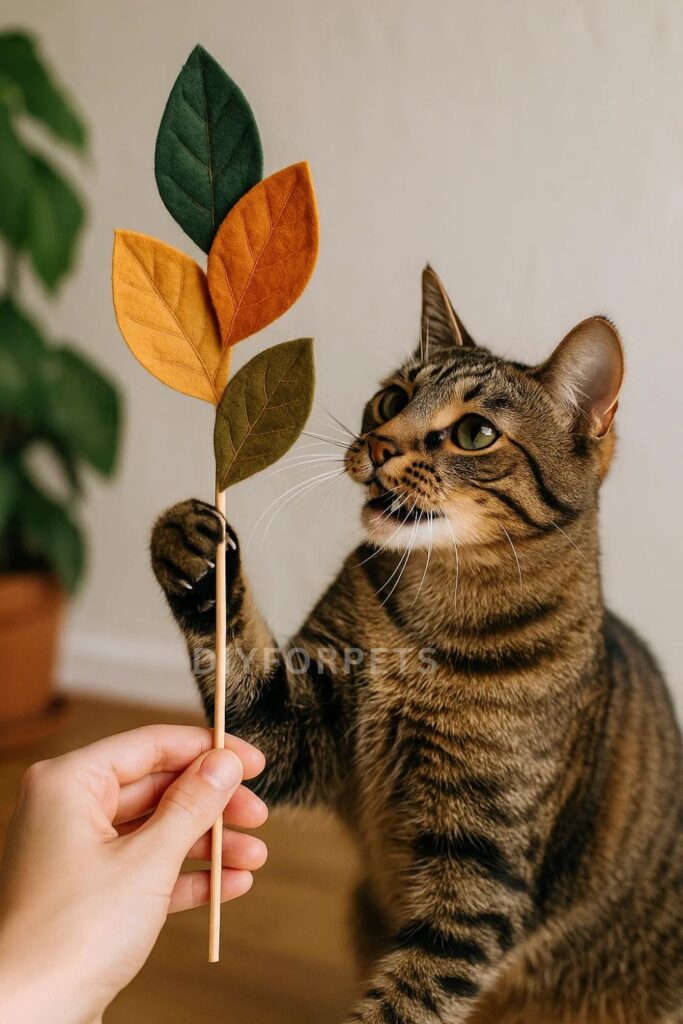 Felt Leaf Wand for diy cat toys