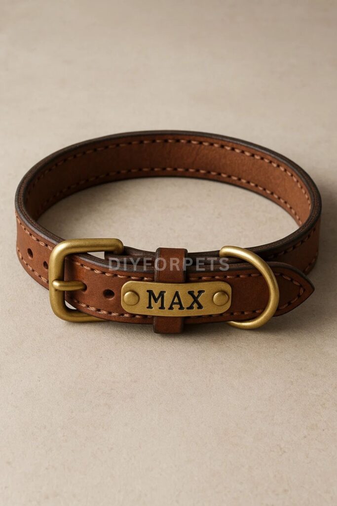 Leathercraft Dog Belt with Brass Accents