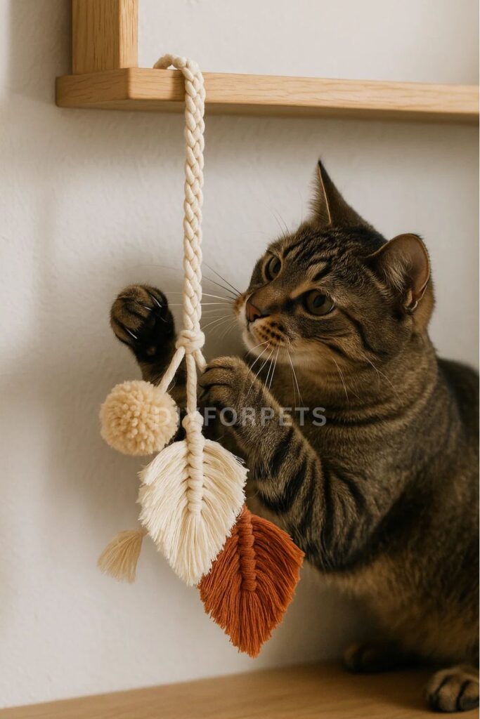 Macrame Feather Dangler cat toys diy