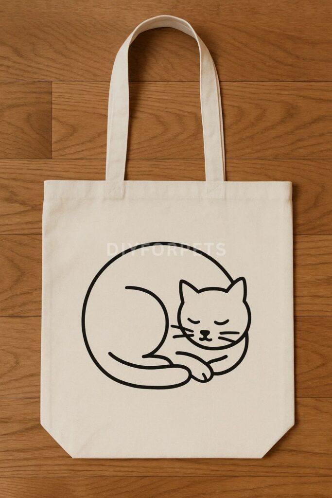 Minimalist Line Art Cat Tote