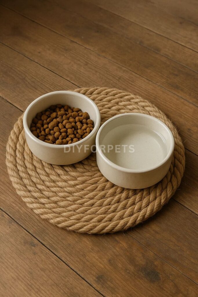 Rustic woven rope feeding mat