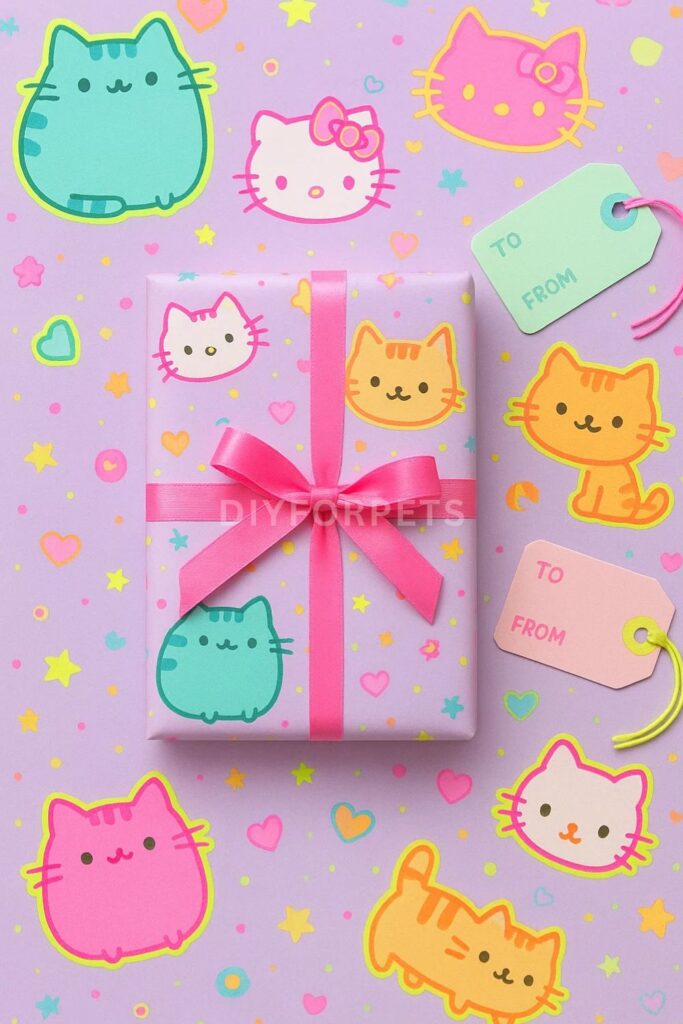 Cartoon Kitty Characters Gift Wrap