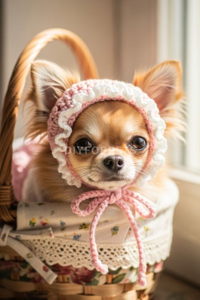Crocheted Dog Bonnet for Small Breeds