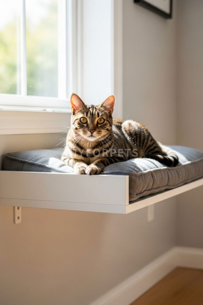 Floating Shelf Perch with Soft Cushion diy for cat
