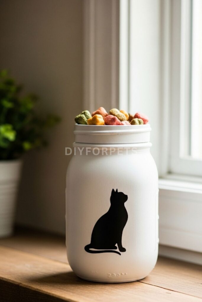 Painted Mason Jar with Cat Silhouette