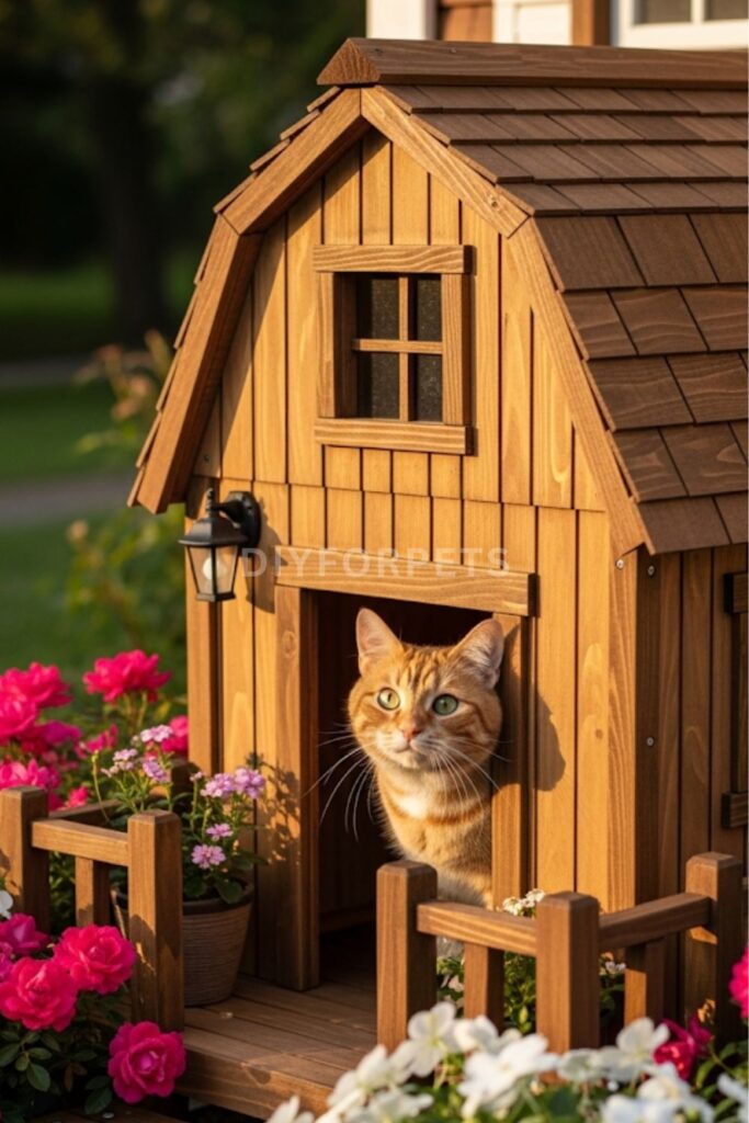 Rustic Wooden Cat House
