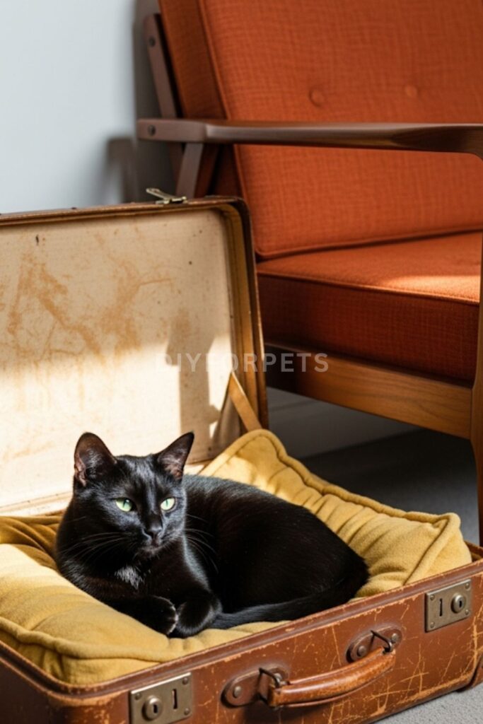 Vintage Suitcase Cat Bed