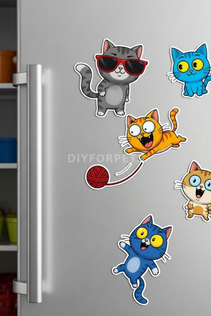Whimsical Cartoon Cat Magnets