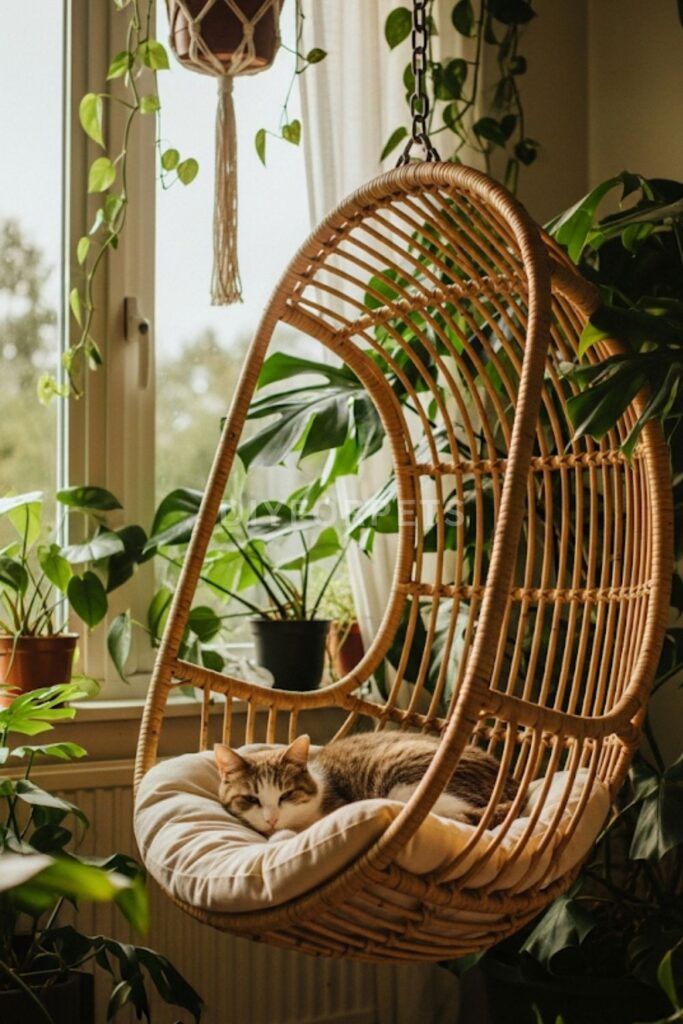 Woven Rattan Hanging Hammock